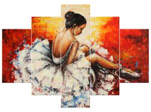 Ručne maľovaný obraz Unavená baletka - 5 dielny Rozmery: 150 x 70 cm