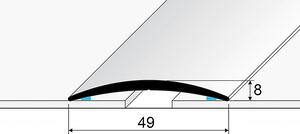 Prechodový profil 49 mm, oblý (samolepiaci) | nivelácia 0 - 5 mm Stříbro E01