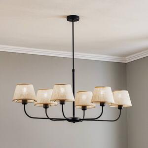 Luster Chicago, plátno 6-plameňové, Krémová / jantárovo žltá, Obývacia izba / jedáleň, Textil / látka / hodváb, Luster