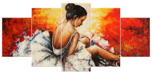 Ručne maľovaný obraz Unavená baletka - 5 dielny Rozmery: 100 x 70 cm