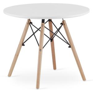LEOBERT Moderný škandinávsky konferenčný stolík, biela okrúhla doska, 60 cm