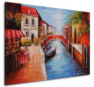 Ručne maľovaný obraz Pokojná ulica v Benátkach Rozmery: 100 x 70 cm