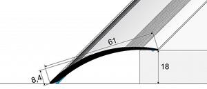 Prechodový profil 61 mm, oblý (samolepiaci) | nivelácia 0 - 18 mm Dub arctic E904
