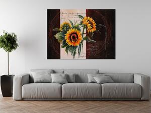 Ručne maľovaný obraz Skromné slnečnice Rozmery: 120 x 80 cm