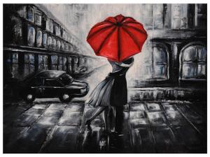 Ručne maľovaný obraz Červený bozk v daždi Rozmery: 120 x 80 cm