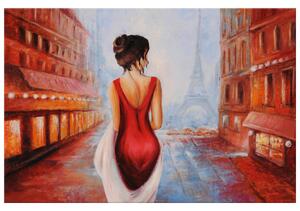 Ručne maľovaný obraz Prechádzka pri Eiffelovej veži Rozmery: 120 x 80 cm