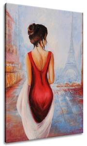 Ručne maľovaný obraz Prechádzka pri Eiffelovej veži Rozmery: 100 x 70 cm