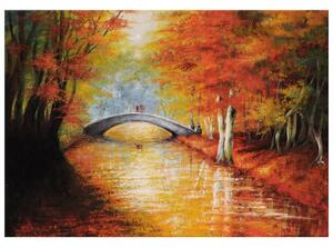 Ručne maľovaný obraz Po jesennom moste Rozmery: 100 x 70 cm