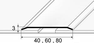 Prechodový profil 40, 60, 80 mm, plochý (nevŕtaný) Leštěný nerez
