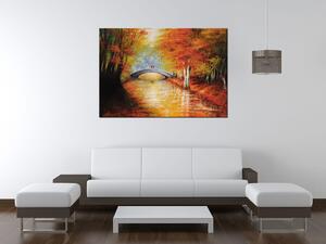 Ručne maľovaný obraz Po jesennom moste Rozmery: 120 x 80 cm