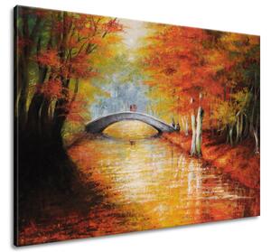 Ručne maľovaný obraz Po jesennom moste Rozmery: 120 x 80 cm