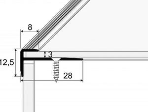 Schodový profil 8 mm pre krytiny do 3 mm (skrutkovací) Stříbro E01