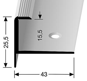 Schodový profil pre krytiny do 15,5 mm (skrutkovací) | Küberit 813 Stříbro F4