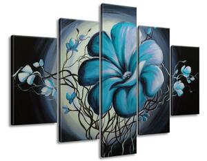Ručne maľovaný obraz Modrá živá krása - 5 dielny Rozmery: 100 x 70 cm