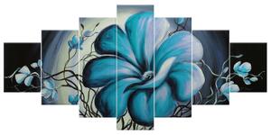 Ručne maľovaný obraz Modrá živá krása - 7 dielny Rozmery: 210 x 100 cm
