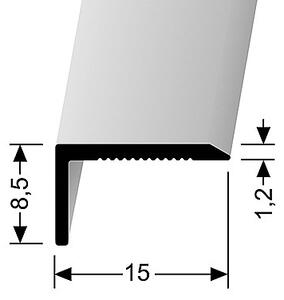 Schodový profil 15 x 8,5 mm (nevŕtaný) | Küberit 238 U Stříbro F4