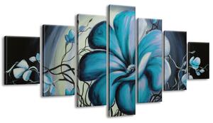 Ručne maľovaný obraz Modrá živá krása - 7 dielny Rozmery: 210 x 100 cm