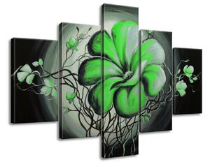 Ručne maľovaný obraz Zelená živá krása - 5 dielny Rozmery: 100 x 70 cm