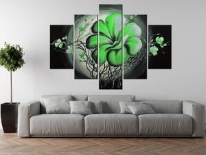 Ručne maľovaný obraz Zelená živá krása - 5 dielny Rozmery: 150 x 70 cm