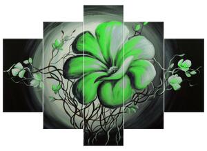 Ručne maľovaný obraz Zelená živá krása - 5 dielny Rozmery: 150 x 105 cm