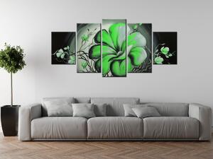 Ručne maľovaný obraz Zelená živá krása - 5 dielny Rozmery: 150 x 70 cm