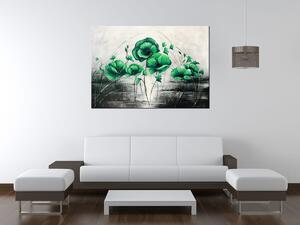 Ručne maľovaný obraz Zelené Vlčie maky Rozmery: 70 x 100 cm