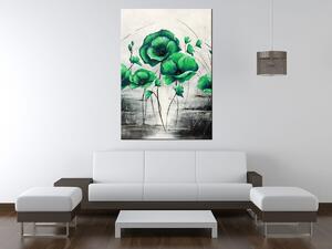 Ručne maľovaný obraz Zelené Vlčie maky Rozmery: 120 x 80 cm