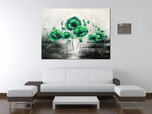 Ručne maľovaný obraz Zelené Vlčie maky Rozmery: 70 x 100 cm