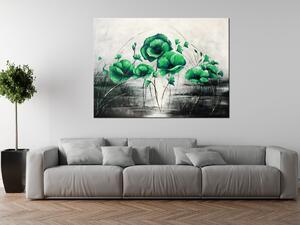 Ručne maľovaný obraz Zelené Vlčie maky Rozmery: 120 x 80 cm