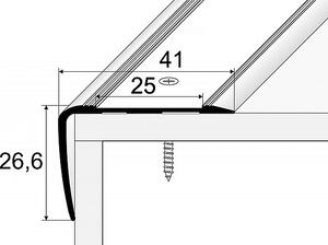 Schodový profil 41 x 27 mm s protišmykovou páskou (skrutkovací) Stříbro E01