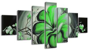 Ručne maľovaný obraz Zelená živá krása - 7 dielny Rozmery: 210 x 100 cm