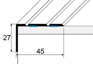 Schodový profil 45 x 27 mm (samolepiaci) Dub šedý H61