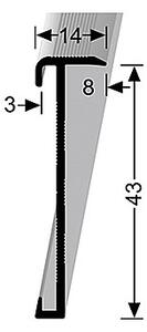 Schodový profil 14 x 43 mm pre krytiny do 3 mm (skrutkovací) | Küberit 845 Antracit F18