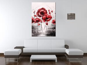 Ručne maľovaný obraz Červené Vlčie maky Rozmery: 70 x 100 cm
