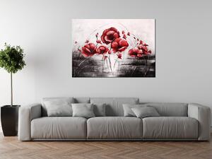 Ručne maľovaný obraz Červené Vlčie maky Rozmery: 70 x 100 cm