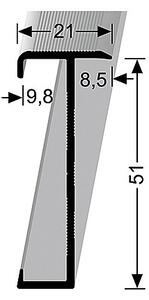 Schodový profil 21 x 51 mm pre krytiny do 9,8 mm (skrutkovací) | Küberit 847 Stříbro F4