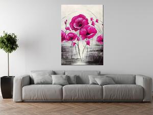 Ručne maľovaný obraz Ružové Vlčie maky Rozmery: 120 x 80 cm