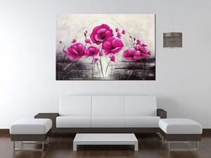 Ručne maľovaný obraz Ružové Vlčie maky Rozmery: 70 x 100 cm