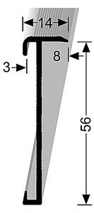 Schodový profil 14 x 56 mm pre krytiny do 3 mm (skrutkovací) | Küberit 846 Stříbro F4
