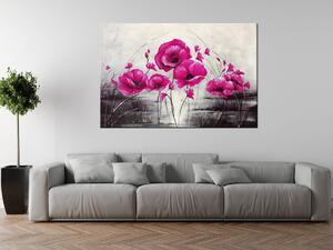 Ručne maľovaný obraz Ružové Vlčie maky Rozmery: 70 x 100 cm