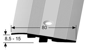 Prechodový záťažový ukončovací profil 80 x 11 mm pre krytiny do 15 mm (skrutkovací) | Küberit 268 Stříbro F4