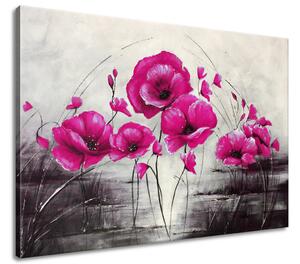 Ručne maľovaný obraz Ružové Vlčie maky Veľkosť: 100 x 70 cm