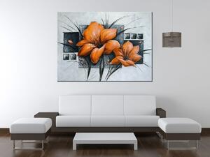 Ručne maľovaný obraz Nádherné oranžové Vlčie maky Rozmery: 100 x 70 cm