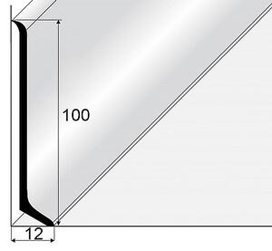 Soklový profil 100 mm (lepený) Stříbro E01