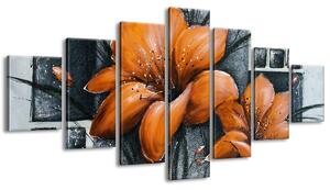 Ručne maľovaný obraz Nádherné oranžové Vlčie maky - 7 dielny Veľkosť: 210 x 100 cm