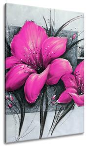 Ručne maľovaný obraz Nádherné ružové Vlčie maky Rozmery: 120 x 80 cm