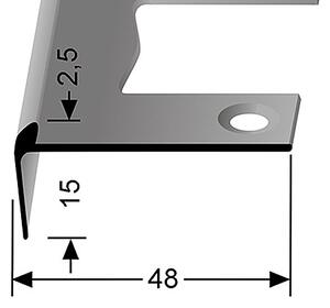 Schodový profil pre krytiny do 6 mm (pre ľahké ohýbanie) Im. nerezu F2