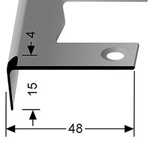 Schodový profil pre krytiny do 6 mm (pre ľahké ohýbanie) Stříbro F4