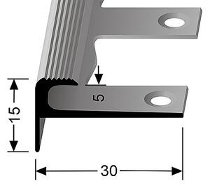 Schodový profil pre krytiny do 7 mm (pre ľahké ohýbanie) Stříbro F4