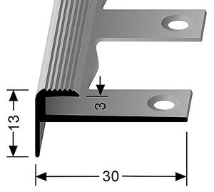 Schodový profil pre krytiny do 7 mm (pre ľahké ohýbanie) Im. nerezu F2